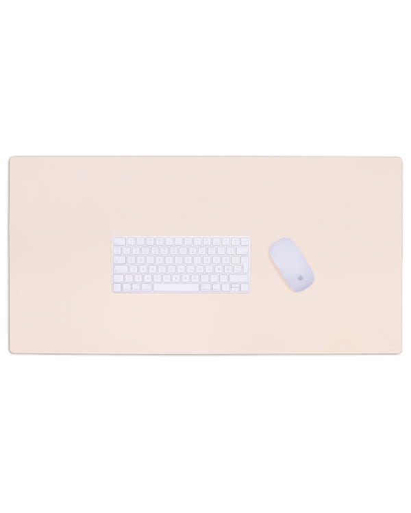 DESK desk pad from byRavn in natural leather with a white keyboard and computer mouse