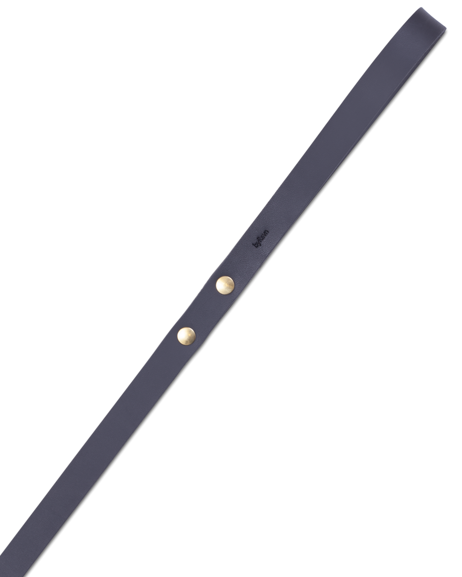 DOX110 leather dog leash from byRavn in black leather with a bluish tint, 110 cm, with two brass rivets and byRavn embossing