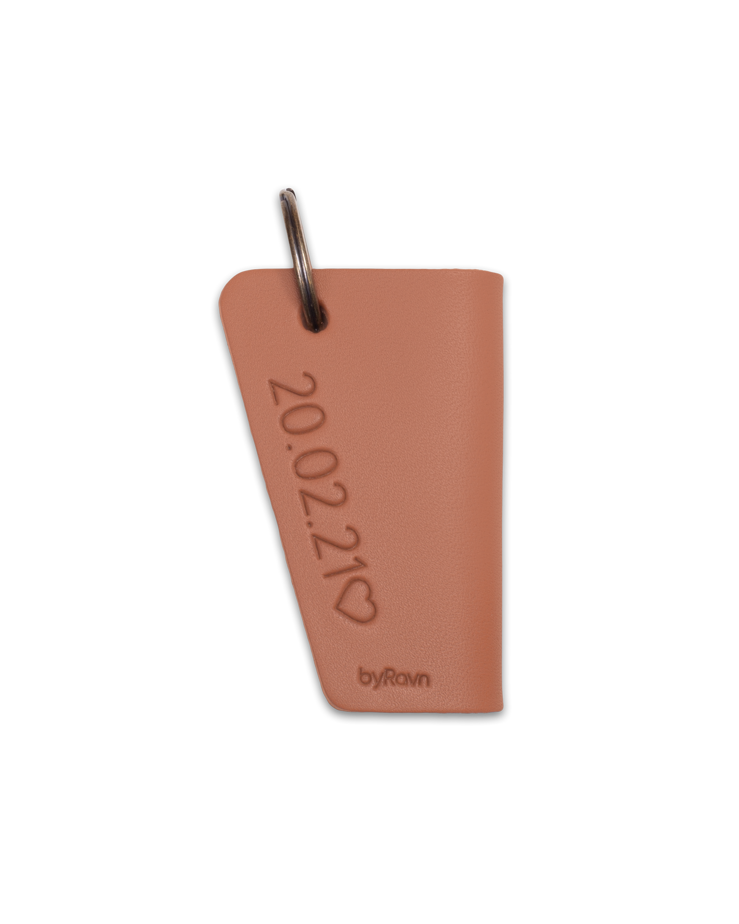 FOLD leather key holder from byRavn in cognac with steel key ring and the date "20.02.21" ♡ engraved