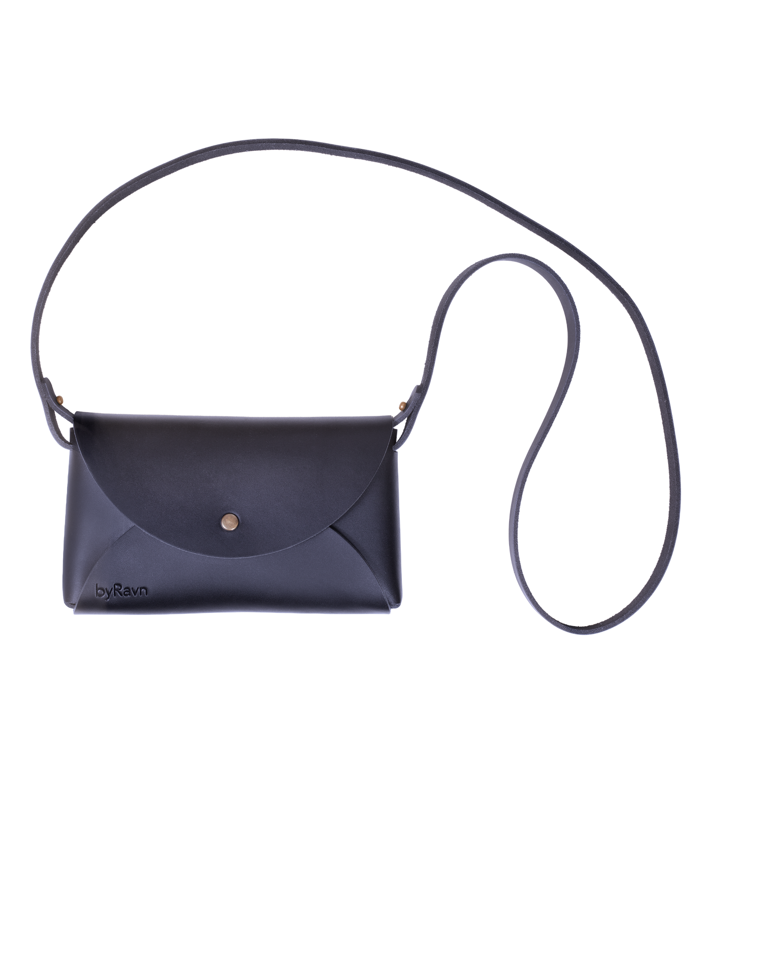 INA shoulder bag from byRavn in black leather with long narrow strap and metal press stud
