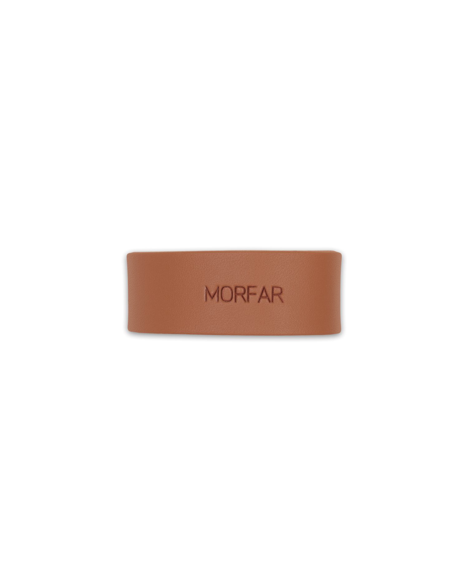 KNOT napkin ring place card from byRavn in cognac leather with the engraving "Morfar"