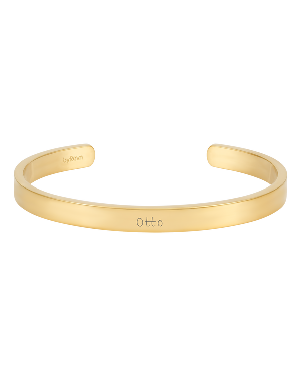 MARS SCRIPT bracelet from byRavn in gold-plated stainless steel with the name "Otto" engraved in handwriting