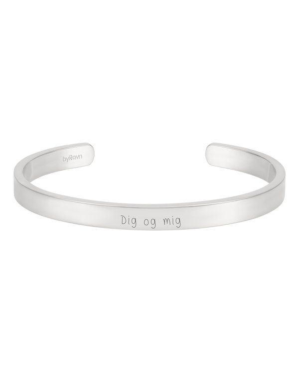 MARS SCRIPT bracelet from byRavn in silver-coloured stainless steel with "Dig og mig" engraved in handwriting
