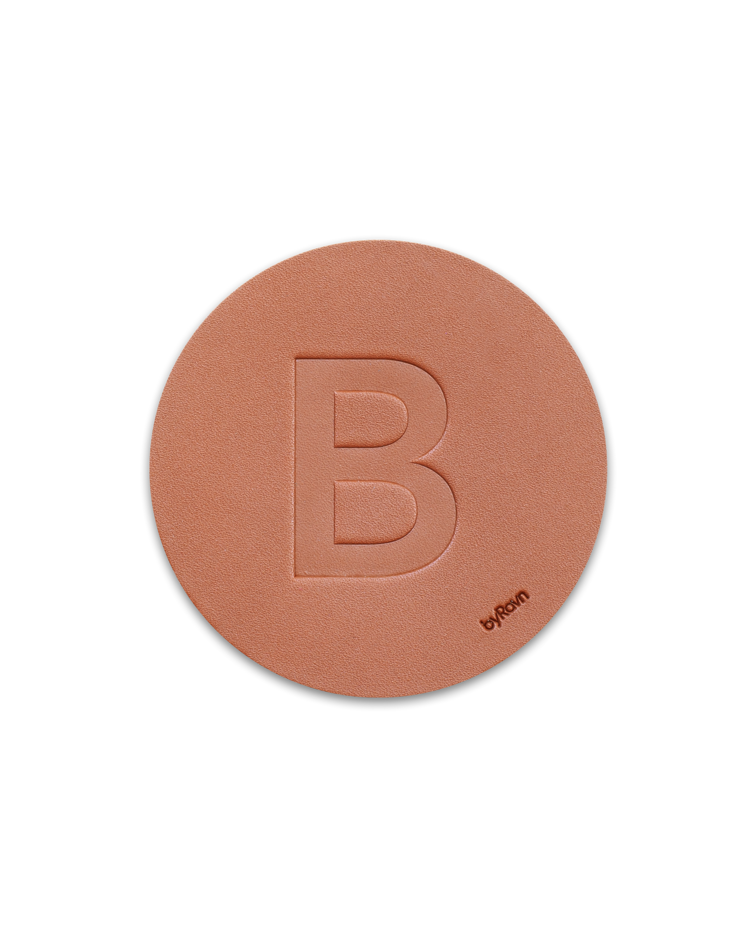 MOKKA leather coaster from byRavn in cognac embossed with the capital letter "B"