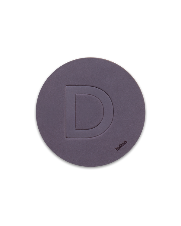 MOKKA leather coaster from byRavn in dark brown embossed with the capital letter "D"