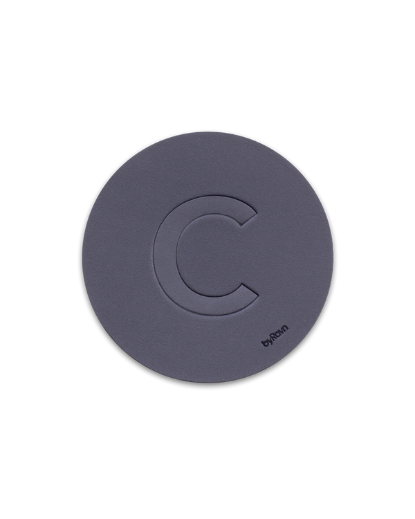 MOKKA leather coaster from byRavn in black embossed with the capital letter "C"
