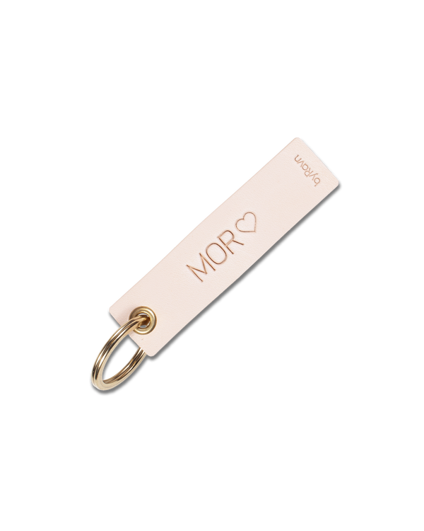 SOLO Small keyring from byRavn in natural leather with the engraving "Mor" ♡ and gold-coloured key ring