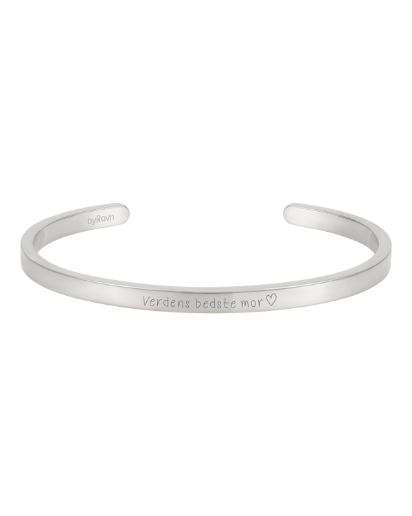 VENUS SCRIPT bracelet from byRavn in silver-coloured stainless steel with "Verdens bedste mor" ♡ in script
